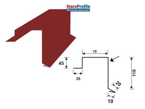Ortgangblech für Stehfalz